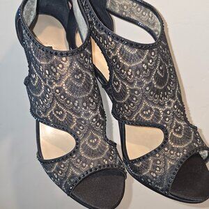 Caparros Black Lace Peep-Toe Heels Size 9